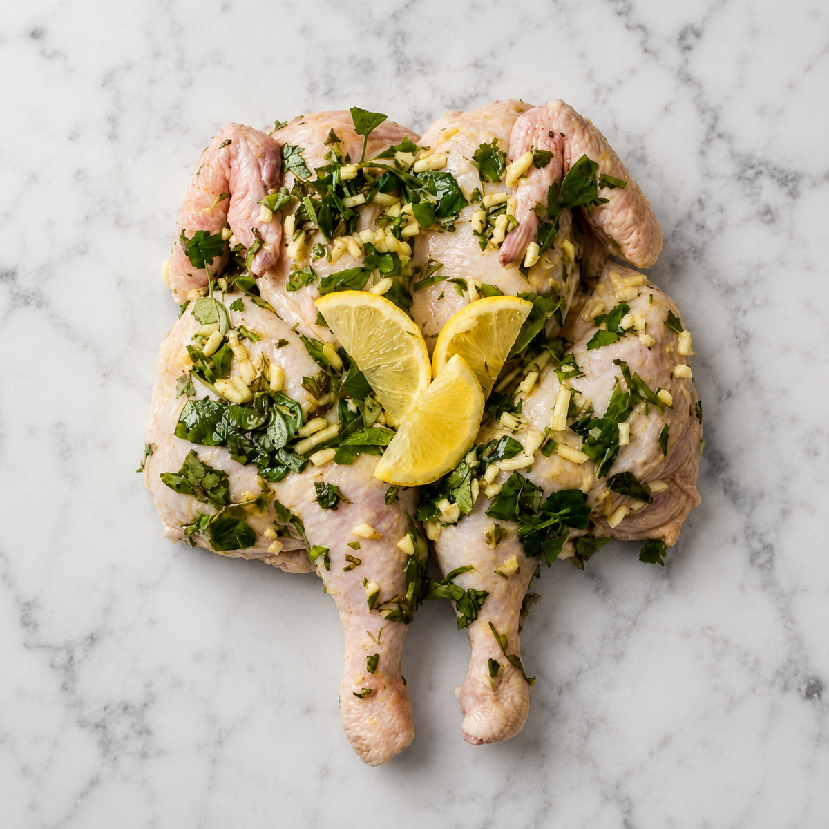 Pasture Raised Butterfly Chicken - 1.6kg ( Herb, garlic, lemon & Olive oil )