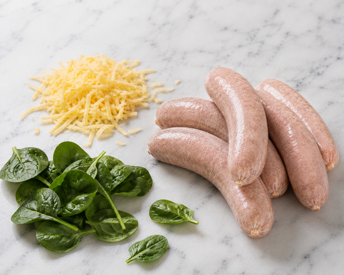 Pasture Raised Chicken Sausages - 500g ( Spinach & Cheddar )